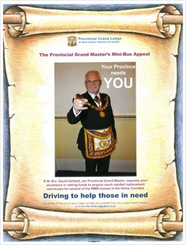 Mark Master Masons of London Minibus Appeal has changed to the Mobile Chemotherapy Bus Appeal