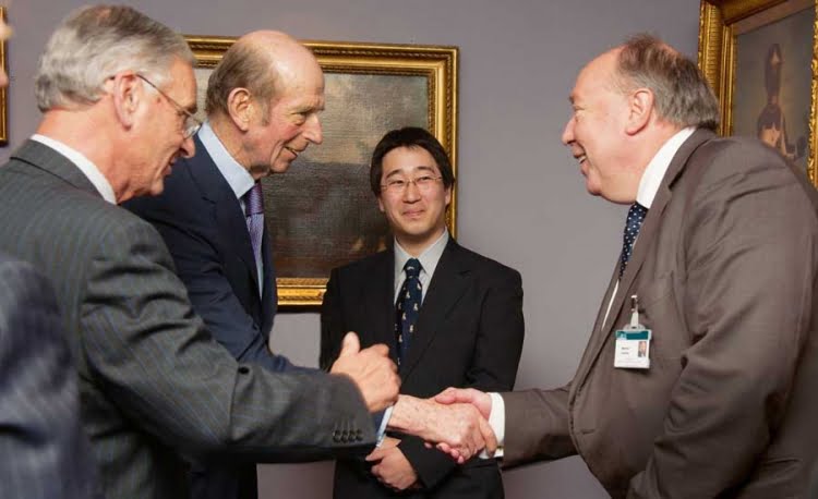 365946805 The Grand Master Duke of Kent is introduced to RCS research department secretary Martyn Coomer by FFSR Chairman Anthony West