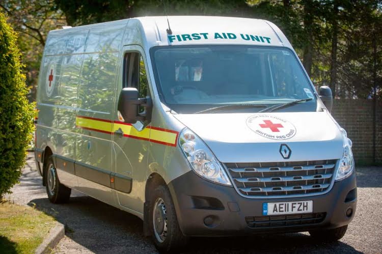658967624 British Red Cross First Aid Unit in Cambridgeshire provides highest standard of care with medical supplies, oxygen & a defibrillator on board