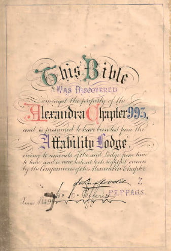 The Freemasons Lodge of Affability reference in the Geneva Bible Cum Prievegio