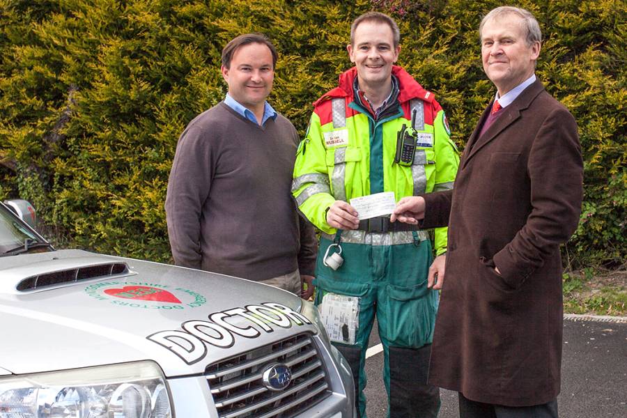 Welchpool Lodge, No.998, presented a cheque for £500 to Dr Ian Russell, a volunteer from the Montgomeryshire Emergency Doctors