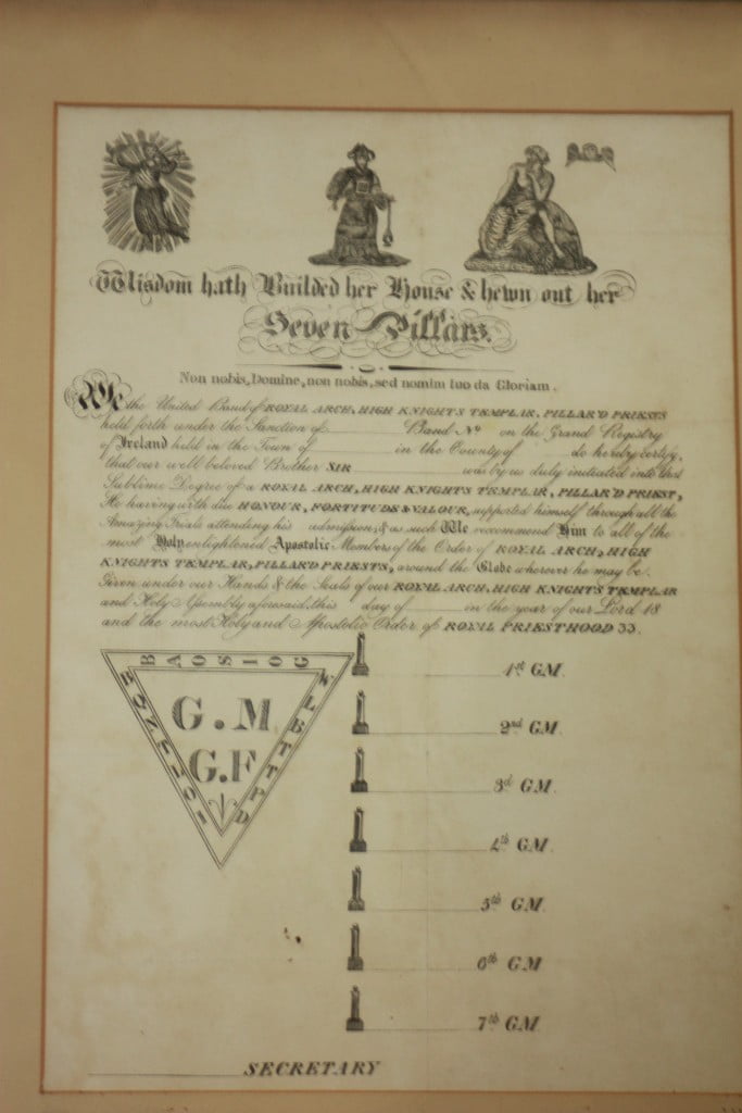 Example of a Pillared Priest's Certificate.
