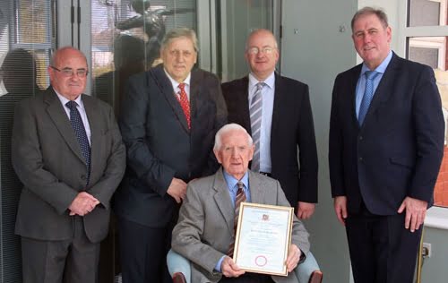 Pictured from left to right, are: Derek Westby, John Wootton, Harold Stephenson (seated) Robert Wright and Frank Umbers.