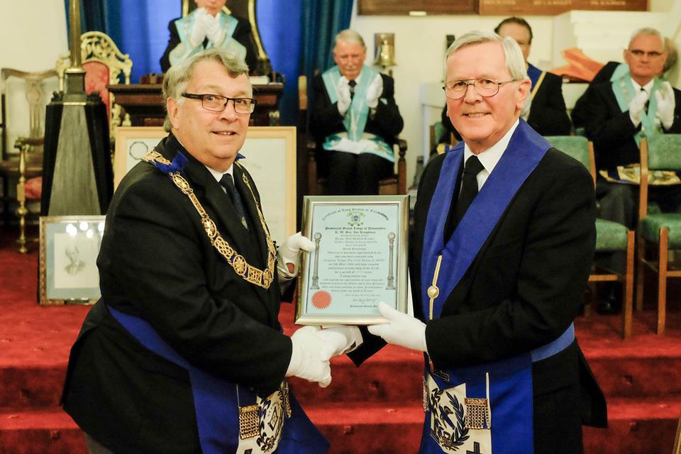 WBro. (Mathew) Peter Haigh celebrates 50 years in Freemasonry Presentation via PGL Devonshire