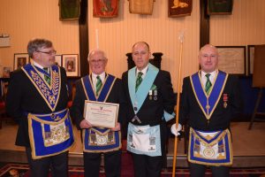 W. Bro. Brian Berrow of Royds Lodge, No. 1204, was presented with the PGM’s Certificate for 50 Years’ Service to Freemasonry