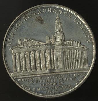 Medal commemorating the opening of the New Royal Exchange London, circa 1844 - Sheffield Freemasonry