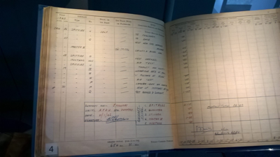 W Bro Len Thorne's flying log book