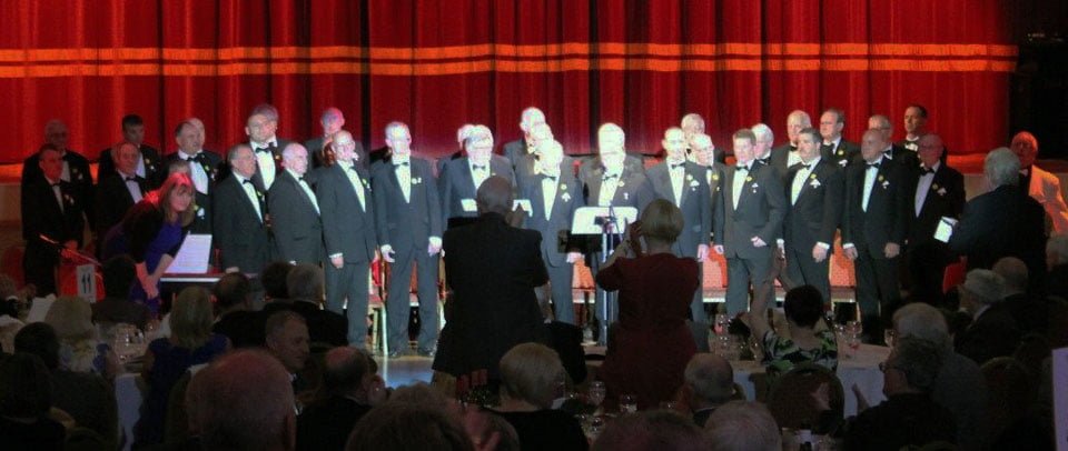 The Rhos Orpheus Male Choir entertains the audience.