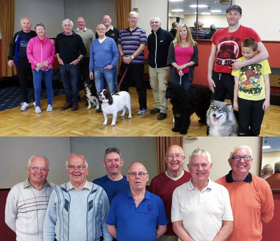 Pictured top: The early birds on their return to the Masonic hall. Pictured bottom: A later group make it back