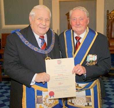 WBro Herbert Garside Hulme PProvGSwdB 60 Years in Freemasonry - News from Ashton and Mossley District