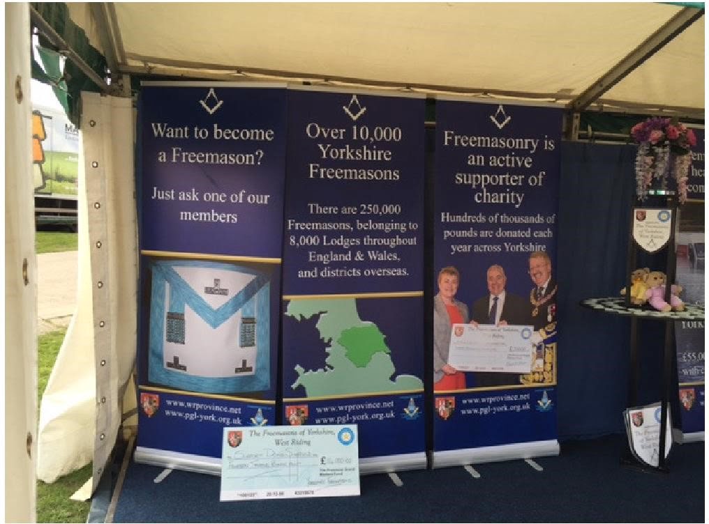 Yorkshire Freemasons Flying the Flag at the 2016 Great Yorkshire Show Display Stand.png