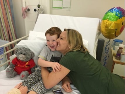 Harry and Mummy in hospital