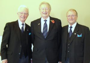 Senior Warden W Bro Mel Broadhurst, WM Ron Kindon and the Installing Master W Bro Bill Patey