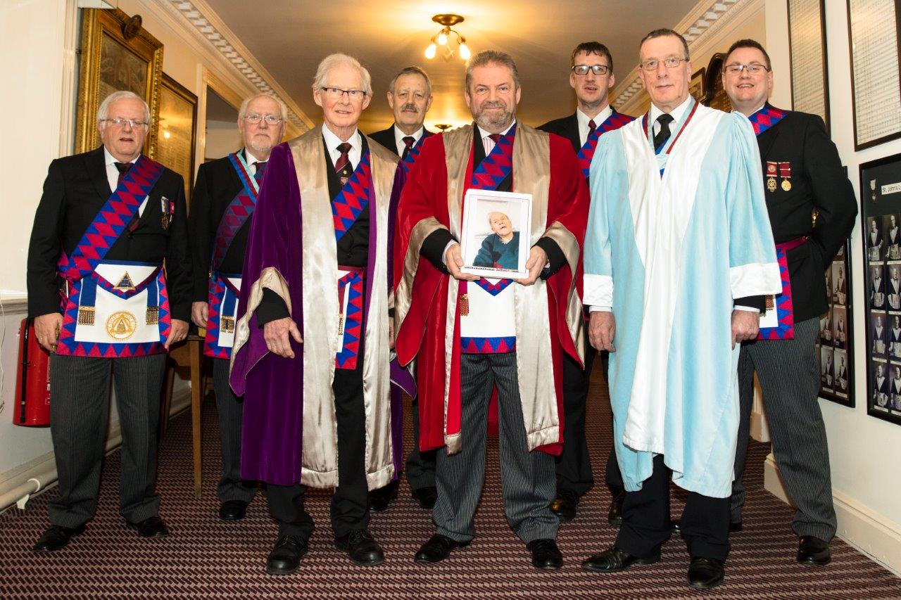 At the recent 2017 Installation meeting of Pentalpha Chapter No.974, senior subscribing Past First Principal, E.Comp Harold Hawkyard, PPrGSN, age 92, was scheduled to give the Address to the Three Principals. Unfortunately E.Comp Hawkyard unexpectedly found himself hospitalised following a mishap at home a few days earlier and was unable to attend the meeting