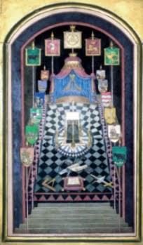Photo of the Harris tracing board showing the layout of a Royal Arch Chapter