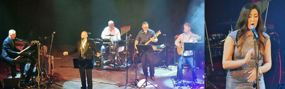 Pictured left from left to right, are: Dean Fawcett, Andy Newsham, Keith Halligan, Steve Harris and Ian Gibbons. Pictured right: Elizabeth Fawcett. 