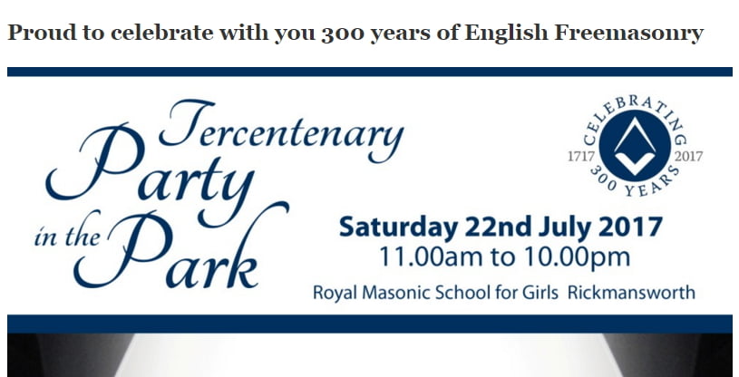 Proud to celebrate with you 300 years of English Freemasonry 
