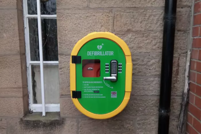 The defibrillator at Winton House in Morpeth.