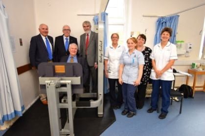 The new leg press presented to Warwick Hospital