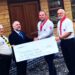 Photo of the Master of Pioneer Lodge, W Bro. Andy Brown, accompanied by the Charity Steward, W Bro. Don Newing, and W Bro. Tony Harvey, presented the County Commissioner for Derbyshire, James Stafford, accompanied by the centre’s project manager, Tom Stoddart, with the cheque for £2,000.